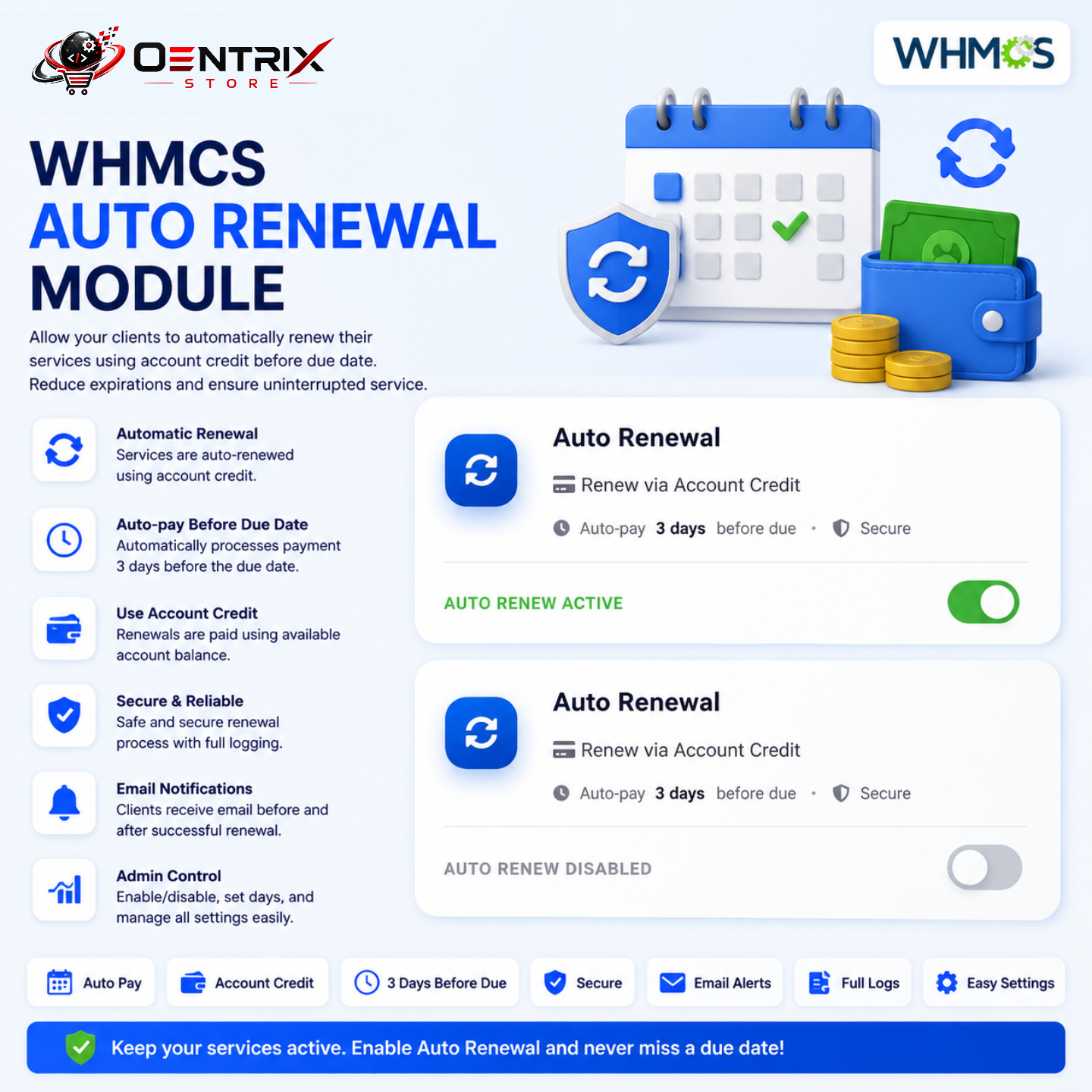 WHMCS AUTO RENEWAL MODULE 