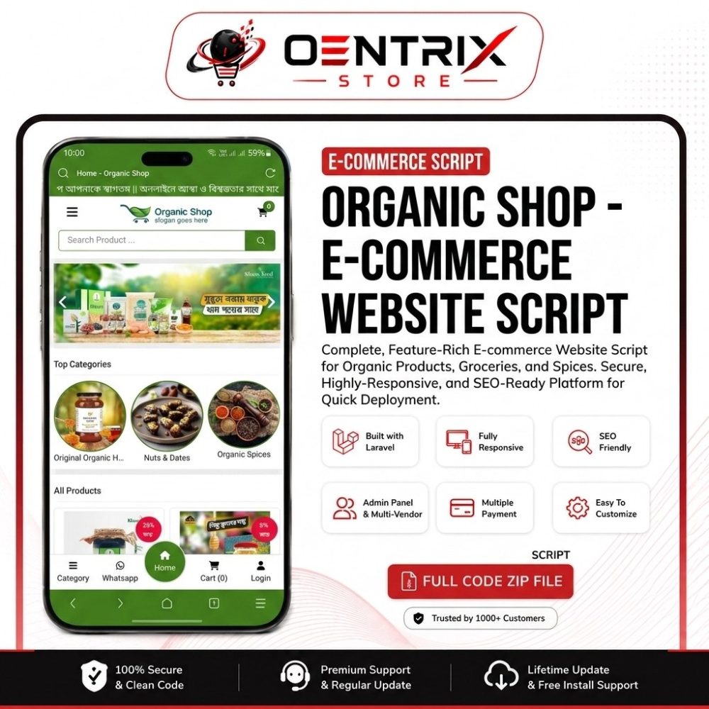 Organic Shop – Complete E-Commerce Website Script