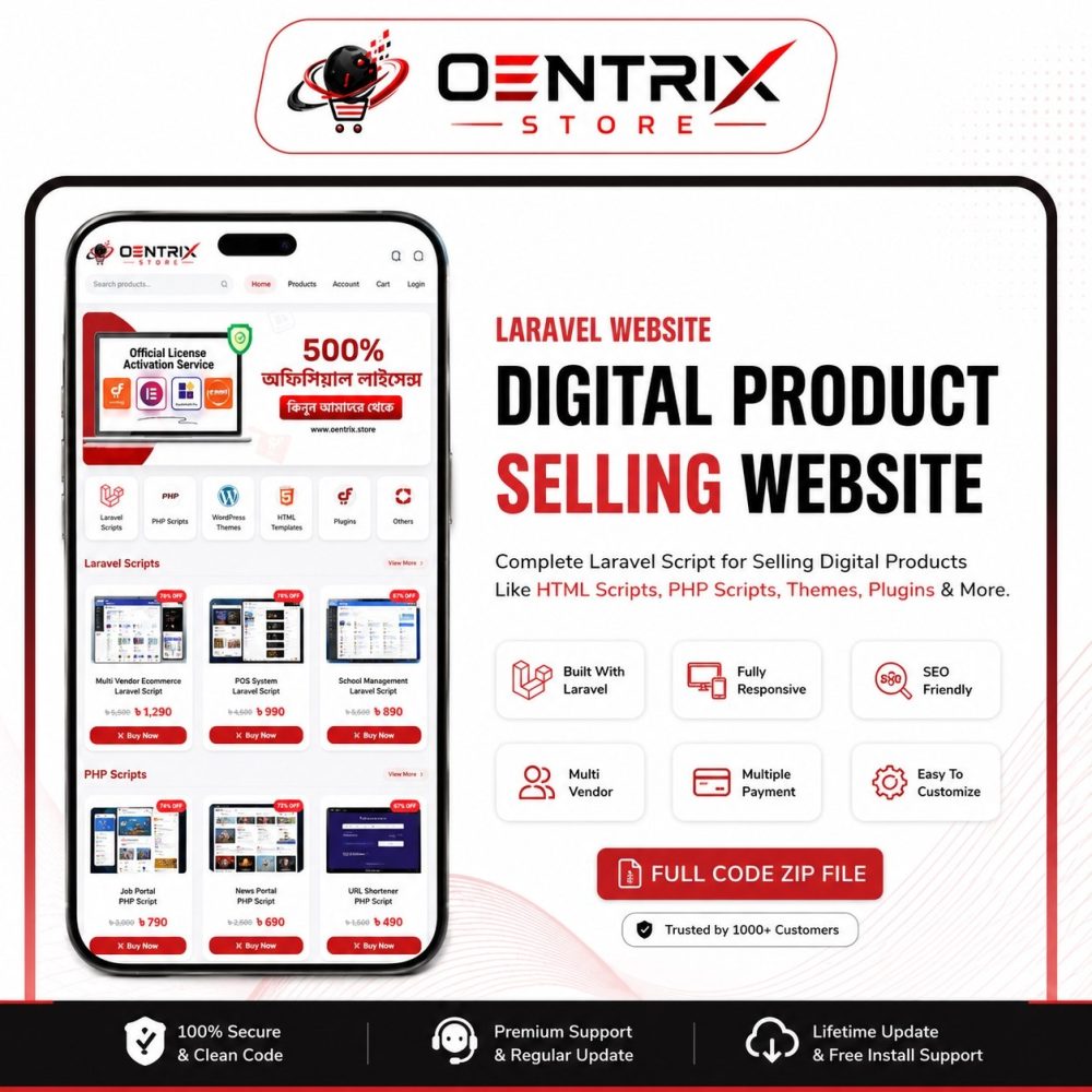 Digital Product Selling Website Script – Laravel Multi-Vendor Marketplace