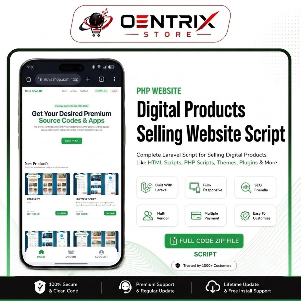 Nova Shop – PHP Digital Products Selling Website Script