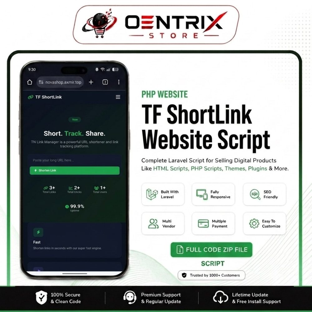 TF ShortLink – Advanced URL Shortener Website Script