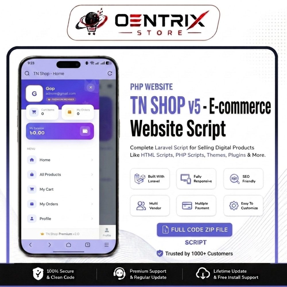 TN Shop V5 – PHP Digital Products E-Commerce Website Script